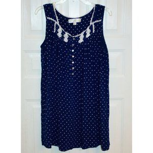 Eileen West Blue White Polka Dot Gown Nightie
